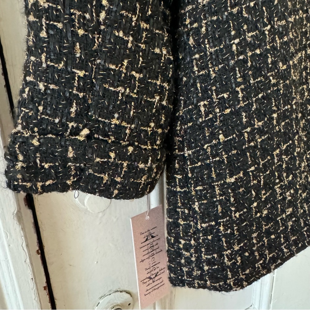 Nanette Lenore Tweed Black & Gold Open Blazer NWT - Picture 6 of 8